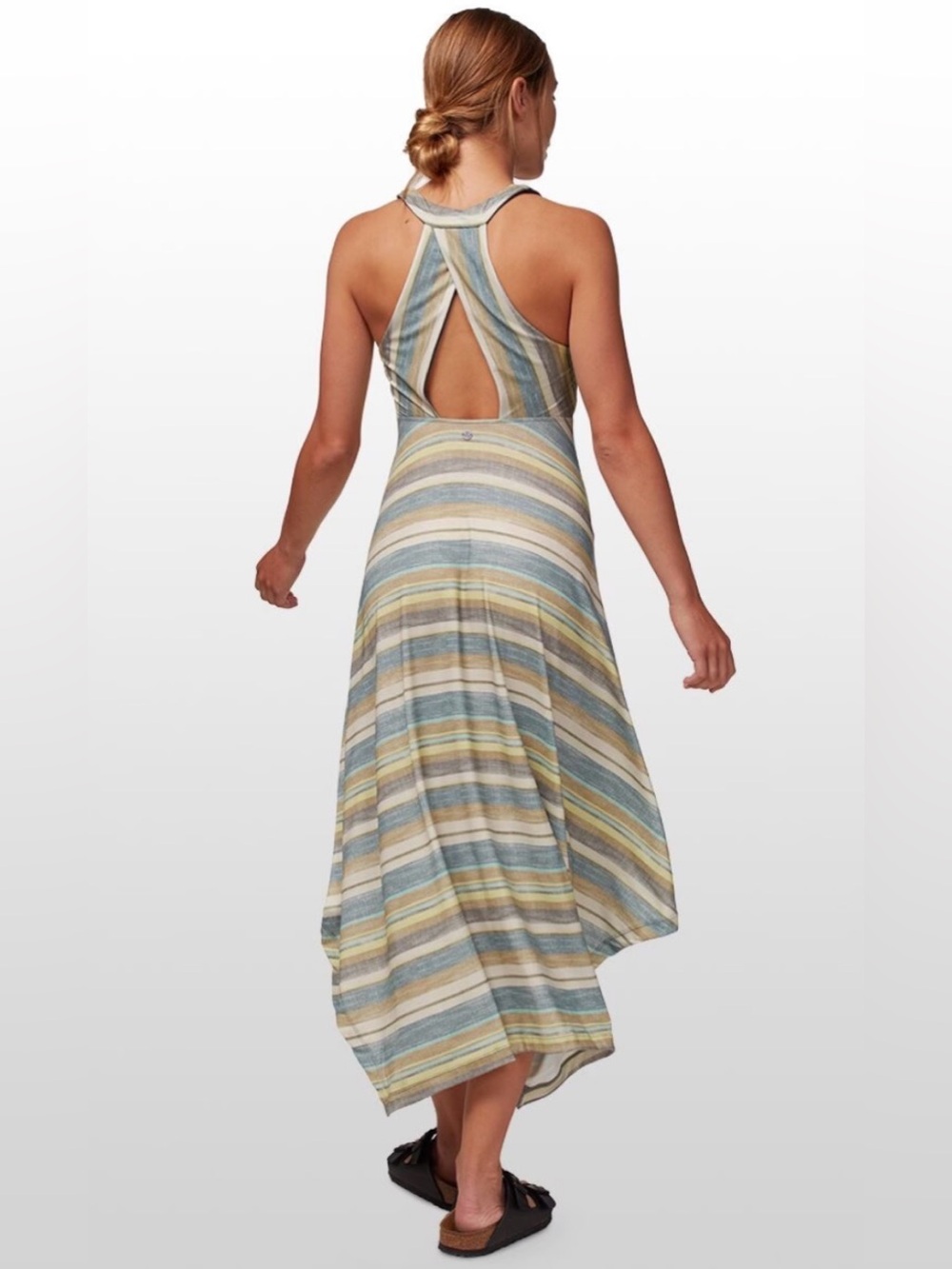 PRANA Saxon Maxi Dress Stellar Solei Stripe Hankercheif Hem XL